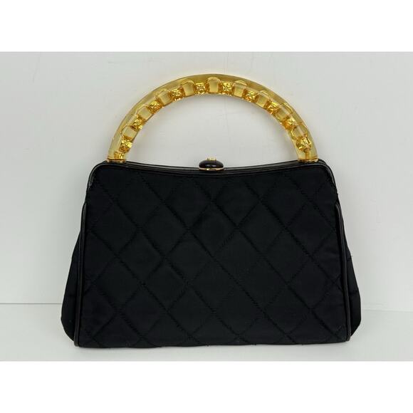 Chanel Vintage Small Fabric Top-Handle Bag with Amber Resin Chain - Picture 5 of 16